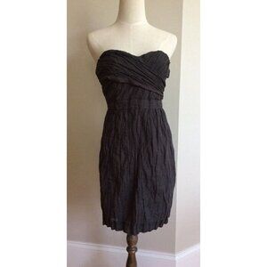J.Crew Gray Crinkled Metallic Cotton Taryn Strapless Party Cocktail Dress Size 0